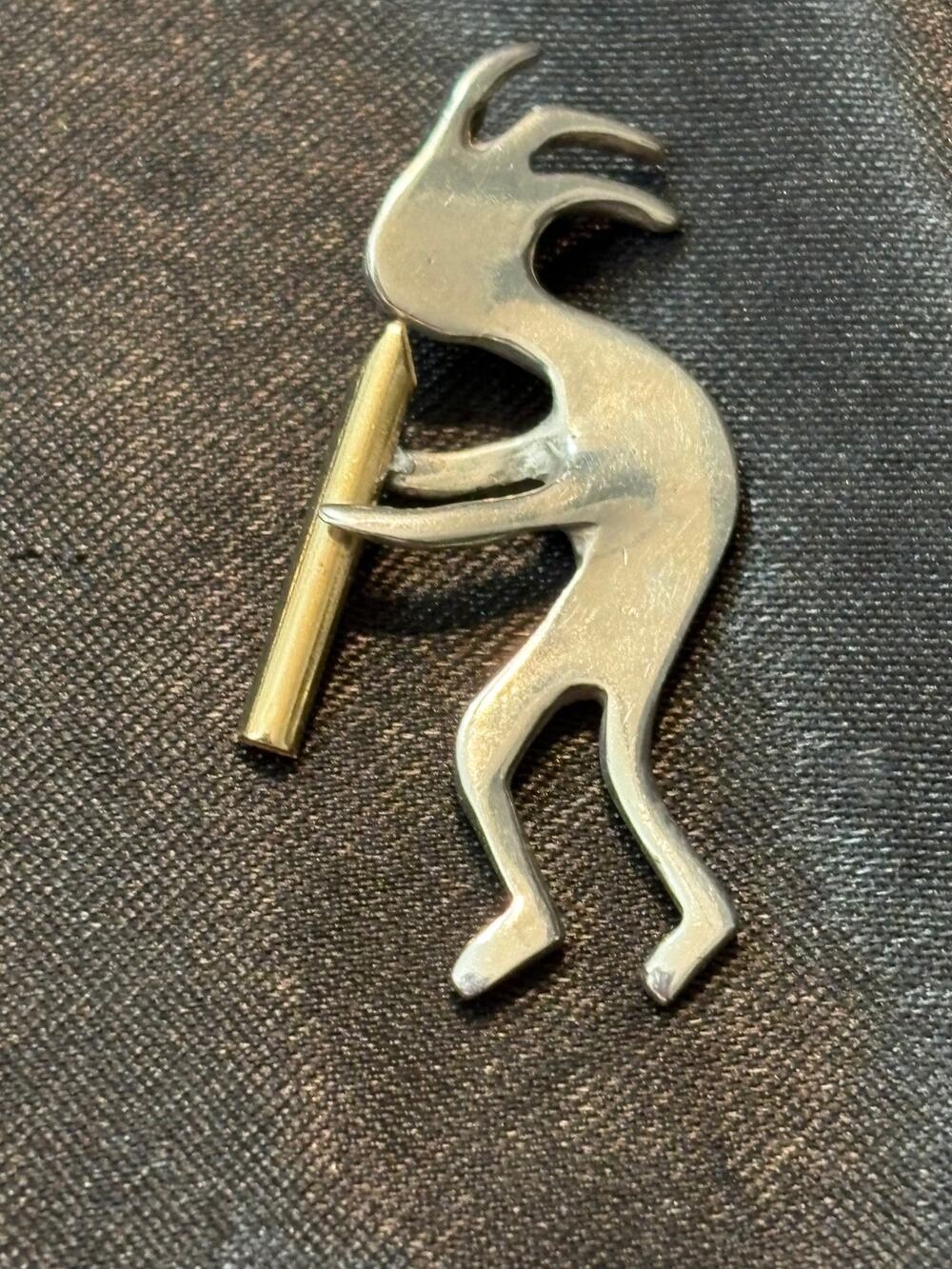 Vintage Kokopelli Flute Pendant Silver Tone Southwest Style